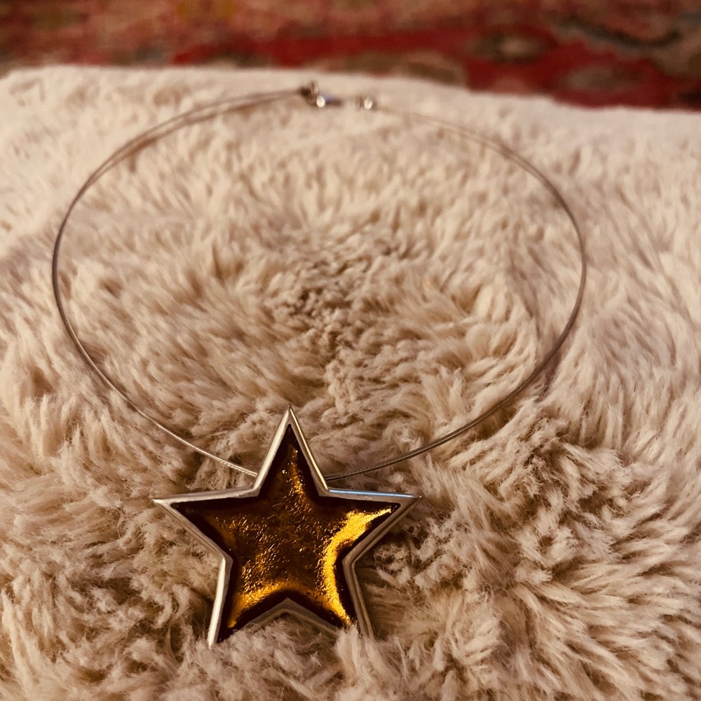 Star silver wire necklace